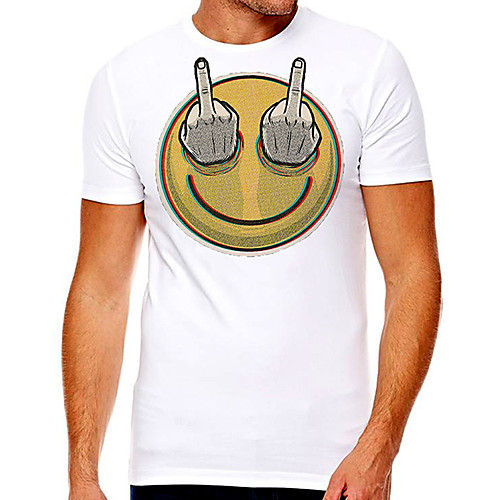 

Men's Unisex Tee T shirt Hot Stamping Graphic Prints Gesture Emoji Face Plus Size Print Short Sleeve Casual Tops Cotton Basic Designer Big and Tall White