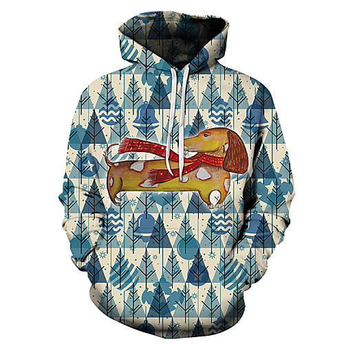 

Men's Unisex Plus Size Pullover Hoodie Sweatshirt Dog Graphic Prints Print Hooded Casual Daily Holiday 3D Print Basic Designer Hoodies Sweatshirts Long Sleeve Blue Royal Blue