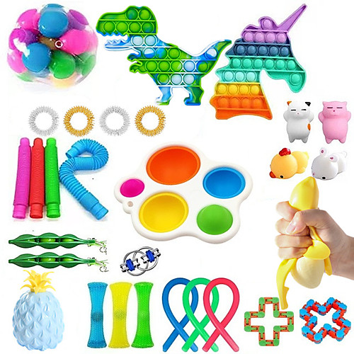 

29 pcs Fidget Sensory Toy Set Stress Relief Toys Autism Anxiety Relief Stress Pop Bubble Fidget Sensory Toy For Kids Adults