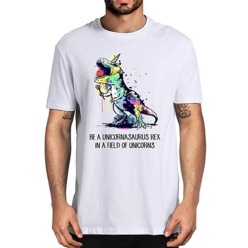 

Men's Unisex Tee T shirt Shirt Hot Stamping Graphic Prints Dinosaur Letter Plus Size Print Short Sleeve Casual Tops Cotton Basic Fashion Designer Big and Tall Round Neck White Wine Black / Summer