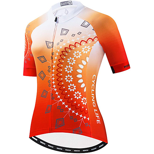 

21Grams Women's Short Sleeve Cycling Jersey Summer Spandex Polyester Orange Gradient Bike Jersey Top Mountain Bike MTB Road Bike Cycling Quick Dry Moisture Wicking Breathable Sports Clothing Apparel