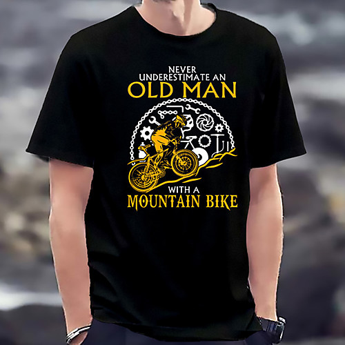 

Men's Unisex Tee T shirt Shirt Hot Stamping Graphic Prints Motorcycle Old Man Letter Plus Size Print Short Sleeve Casual Tops Basic Fashion Designer Big and Tall Round Neck Black / Summer