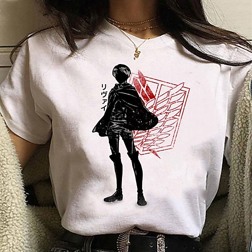 

Inspired by Attack on Titan Cosplay Anime Cartoon Polyester / Cotton Blend Print Harajuku Graphic Kawaii T-shirt For Women's / Men's