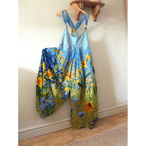 

Women's Ordinary Off Shoulder Black Blue Red Jumpsuit Floral Print