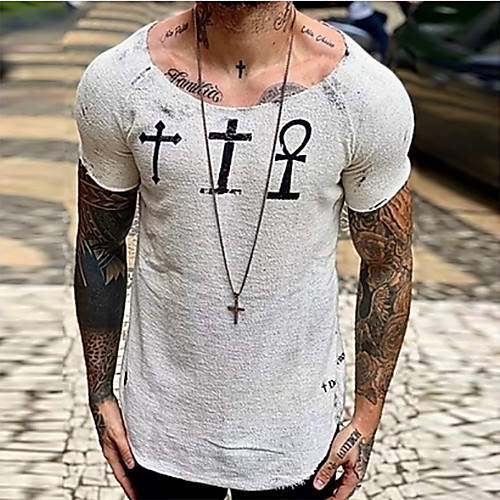 

Men's Shirt Cross Short Sleeve Casual Tops Casual Fashion Breathable Comfortable White