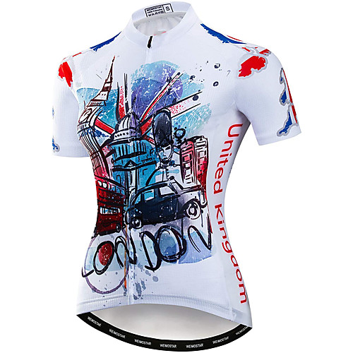 

21Grams Women's Short Sleeve Cycling Jersey Summer Spandex Polyester White Bike Jersey Top Mountain Bike MTB Road Bike Cycling Quick Dry Moisture Wicking Breathable Sports Clothing Apparel / Stretchy