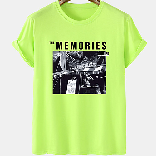 

Men's Unisex Tee T shirt Hot Stamping Graphic Prints City Landscape Letter Plus Size Short Sleeve Casual Tops Cotton Basic Designer Big and Tall White Khaki Green