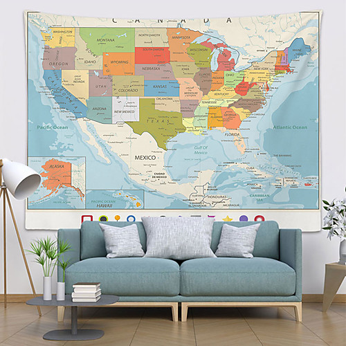 

Wall Tapestry Art Decor Blanket Curtain Hanging Home Bedroom Living Room Decoration Polyester United States Map