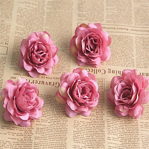 

Simulated Rose Flower Silk Flower Head Diy Headdress Corsage With 5pcs