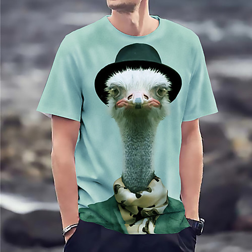 

Men's Tee T shirt Shirt 3D Print Graphic Prints Animal Print Short Sleeve Daily Tops Casual Designer Big and Tall Round Neck A B C / Summer