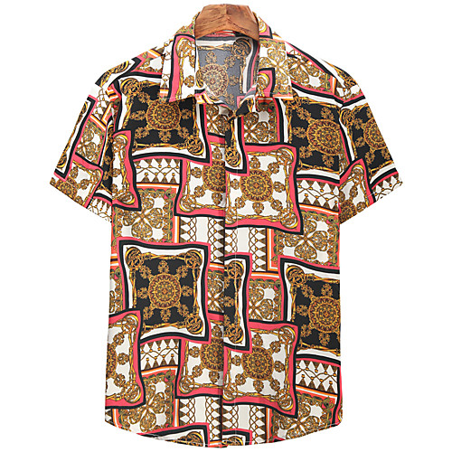 

Men's Shirt Other Prints Graphic Short Sleeve Casual Tops Casual White