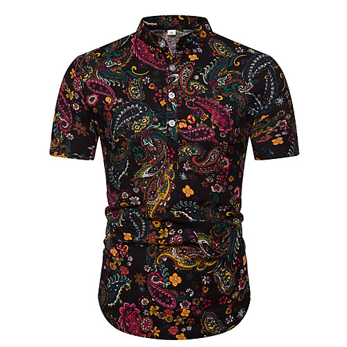 

Men's Golf Shirt Tennis Shirt Other Prints Fruit Animal Print Short Sleeve Going out Tops Tropical Boho Black