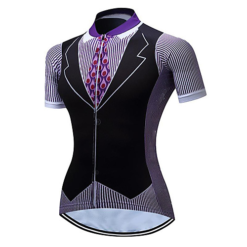 

21Grams Women's Short Sleeve Cycling Jersey Summer Spandex Polyester Black / Silver Stripes Bike Jersey Top Mountain Bike MTB Road Bike Cycling Quick Dry Moisture Wicking Breathable Sports Clothing