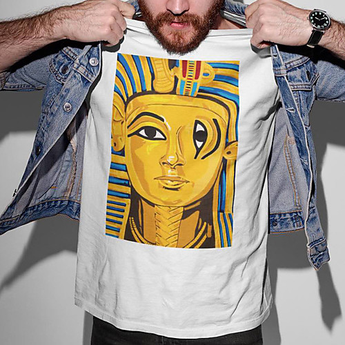 

Men's Unisex Tee T shirt Hot Stamping Graphic Prints Egypt series Plus Size Print Short Sleeve Casual Tops Cotton Basic Fashion Designer Big and Tall White