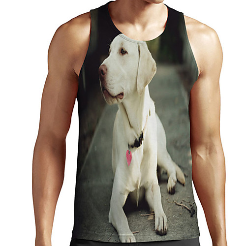 

Men's Unisex Tank Top Undershirt 3D Print Dog Graphic Prints Plus Size Print Sleeveless Casual Tops Basic Designer Big and Tall Gray