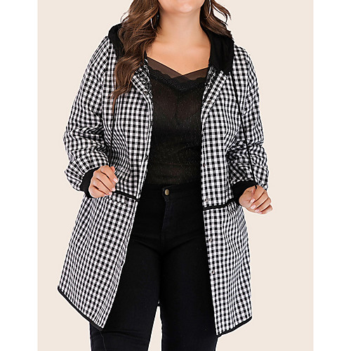 

Women's Plus Size Coat Plain Long Hooded Work Fall & Winter Black Red Big Size XL XXL 3XL 4XL 5XL