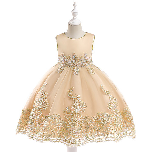 

Princess Dress Party Costume Flower Girl Dress Girls' Movie Cosplay Christmas New Year's Golden Red Blue Dress Christmas Halloween Children's Day Polyester / Cotton