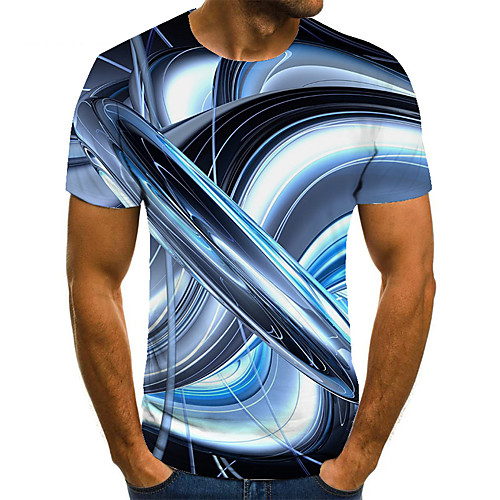 

Men's Unisex Tee T shirt 3D Print Abstract Graphic Prints Plus Size Print Short Sleeve Casual Tops Basic Fashion Designer Big and Tall Blue