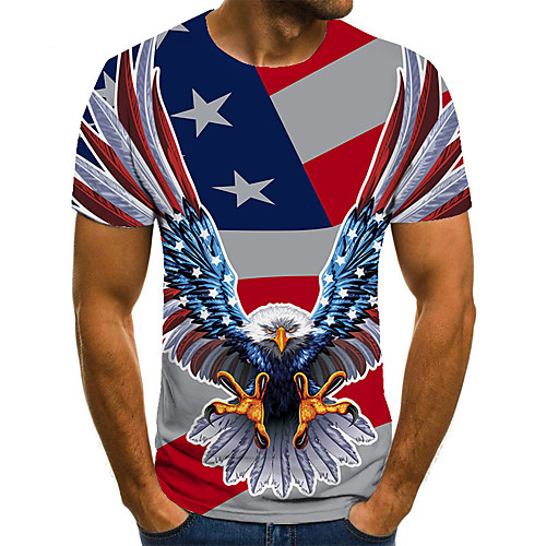 

Men's Unisex Tee T shirt Shirt 3D Print Graphic Prints Eagle Plus Size Print Short Sleeve Casual Tops Basic Fashion Designer Big and Tall Round Neck Gray