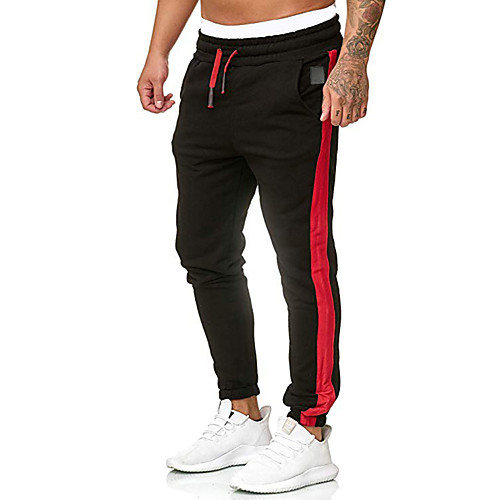 

Men's Stylish Daily Pants Pants Solid Color Full Length Patchwork White Black Blue Red Green
