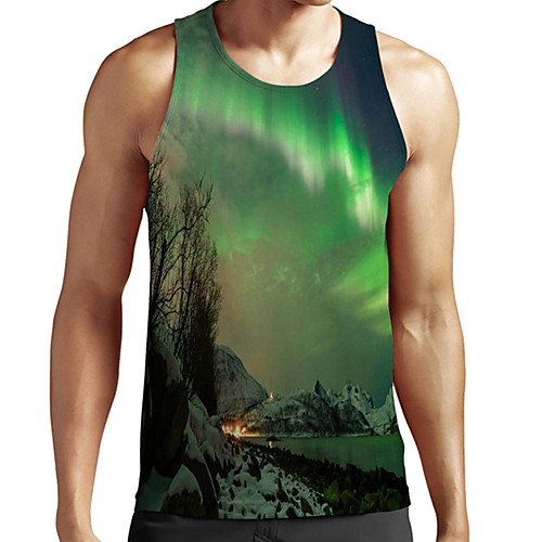 

Men's Unisex Tank Top Undershirt 3D Print Scenery Graphic Prints Tree Plus Size Print Sleeveless Casual Tops Basic Fashion Designer Breathable Green