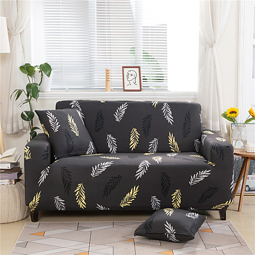 

Grey Leaves Print Dustproof All-powerful Slipcovers Stretch Sofa Cover Super Soft Fabric Couch Cover with One Free Boster Case(Chair/Love Seat/3 Seats/4 Seats)