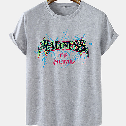 

Men's Unisex Tee T shirt Hot Stamping Lightning Graphic Prints Letter Plus Size Short Sleeve Casual Tops Cotton Basic Designer Big and Tall Black Khaki Green