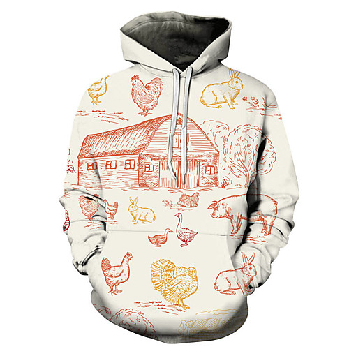 

Men's Unisex Plus Size Pullover Hoodie Sweatshirt Graphic Prints Animal Print Hooded Casual Daily Holiday 3D Print Basic Designer Hoodies Sweatshirts Long Sleeve Beige