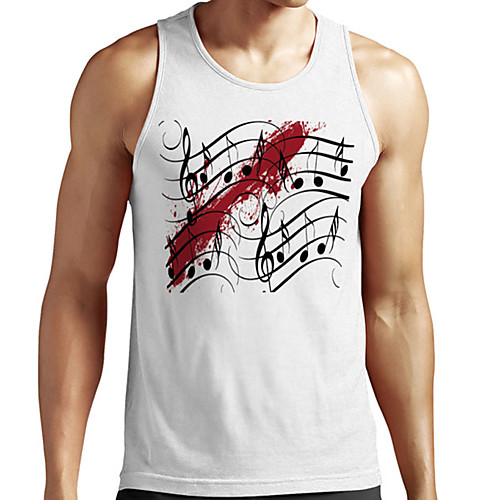 

Men's Unisex Tank Top Undershirt 3D Print Graphic Prints Notes Plus Size Print Sleeveless Casual Tops Basic Designer Big and Tall White