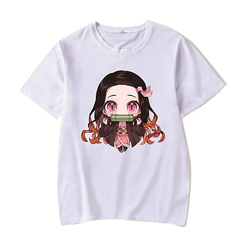 

Men's Unisex Tee T shirt Hot Stamping Anime Graphic Prints Plus Size Demon Slayer Print Short Sleeve Casual Tops Cotton Basic Designer Big and Tall White Black Red