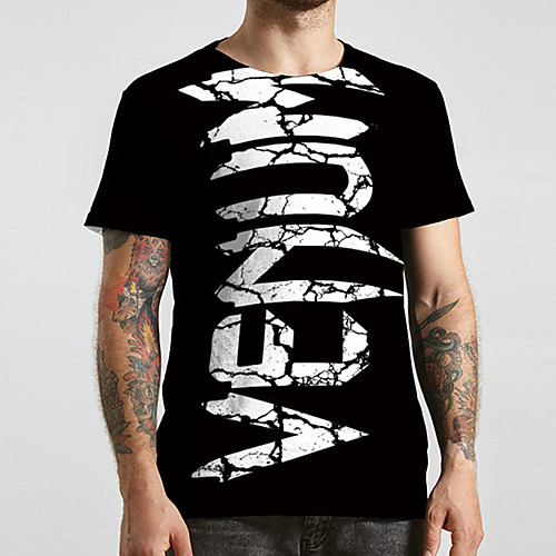 

Men's Unisex Tee T shirt 3D Print Graphic Prints Letter Plus Size Print Short Sleeve Casual Tops Basic Designer Big and Tall Black