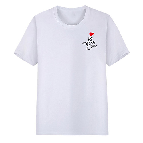 

Men's Unisex Tee T shirt Hot Stamping Graphic Prints Hand Letter Plus Size Print Short Sleeve Casual Tops Cotton Basic Fashion Designer Big and Tall White Black