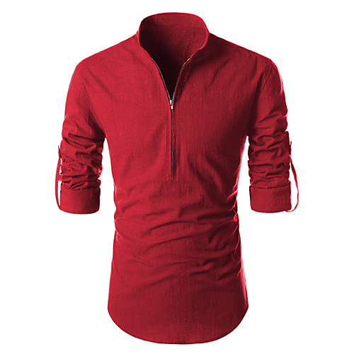 

Men's Shirt Solid Color Long Sleeve Casual Tops Casual White Black Red