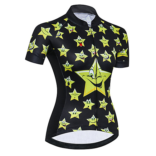 

21Grams Women's Short Sleeve Cycling Jersey Summer Spandex Polyester Black / Yellow Stars Bike Jersey Top Mountain Bike MTB Road Bike Cycling Quick Dry Moisture Wicking Breathable Sports Clothing