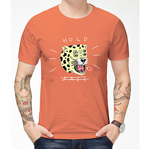 

Men's Unisex Tee T shirt 3D Print Graphic Prints Tiger Plus Size Print Short Sleeve Casual Tops Basic Designer Big and Tall Orange