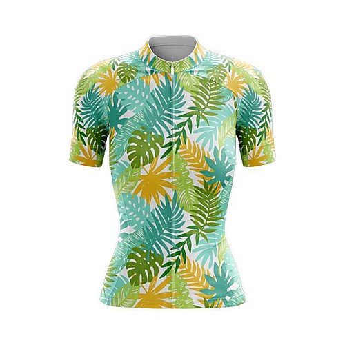 

21Grams Women's Short Sleeve Cycling Jersey Summer Spandex Polyester Green Leaf Tropical Flowers Hawaii Bike Jersey Top Mountain Bike MTB Road Bike Cycling Quick Dry Moisture Wicking Breathable Sports