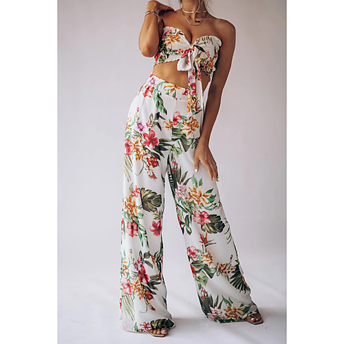 

2021 european and american cross-border spring and summer new style bohemian digital printing wide-leg pants suit female 8423