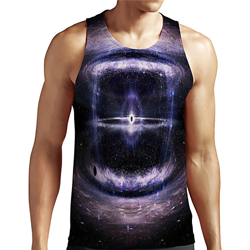 

Men's Unisex Tank Top Undershirt 3D Print Galaxy Graphic Prints Plus Size Print Sleeveless Casual Tops Basic Designer Big and Tall Purple