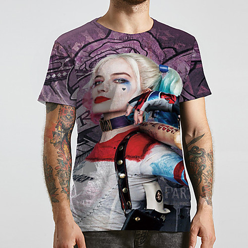 

Men's Unisex Tee T shirt 3D Print Graphic Prints Human Plus Size Print Short Sleeve Casual Tops Basic Designer Big and Tall Brown