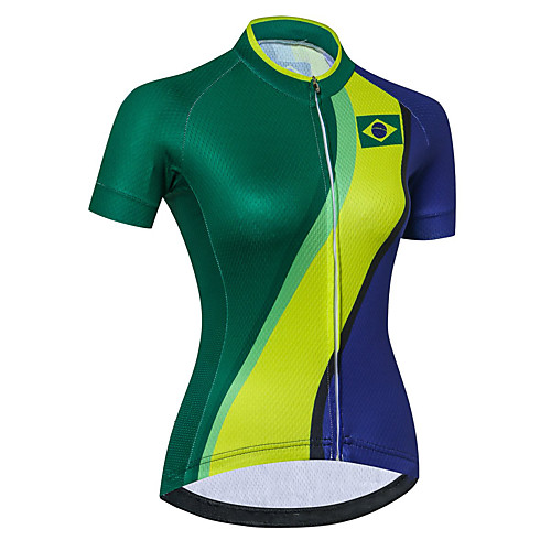

21Grams Women's Short Sleeve Cycling Jersey Summer Spandex Polyester Green Germany Bike Jersey Top Mountain Bike MTB Road Bike Cycling Quick Dry Moisture Wicking Breathable Sports Clothing Apparel