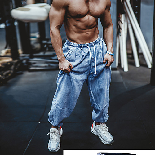 

Men's Sports Sports Jeans Pants Solid Color Blue
