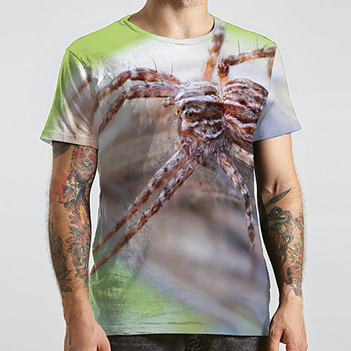 

Men's Unisex Tee T shirt Shirt 3D Print Graphic Prints Spider Animal Plus Size Print Short Sleeve Casual Tops Fashion Designer Big and Tall Round Neck Green / Sports / Summer