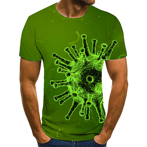 

Men's Unisex Tee T shirt 3D Print Graphic Prints Cell Plus Size Print Short Sleeve Casual Tops Basic Fashion Designer Big and Tall Green