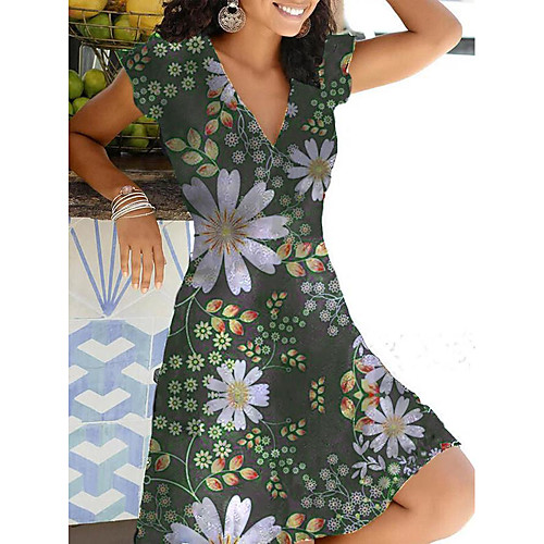 

Women's A Line Dress Knee Length Dress Light Blue Blue Gray Green Short Sleeve Solid Color Summer Casual / Daily 2021 S M L XL XXL 3XL 4XL 5XL