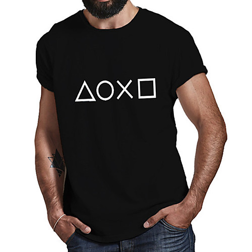 

Men's Unisex Tee T shirt Hot Stamping Graphic Prints Geometry Plus Size Print Short Sleeve Casual Tops Cotton Basic Fashion Designer Big and Tall Black