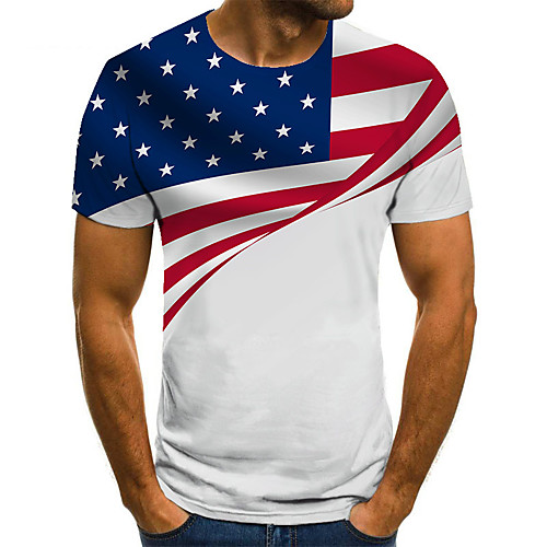

Men's Unisex Tee T shirt Shirt 3D Print Graphic Prints Flag Plus Size Print Short Sleeve Casual Tops Basic Fashion Designer Big and Tall Round Neck White