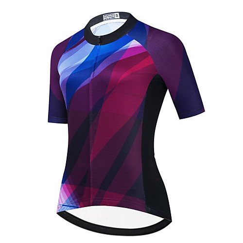 

21Grams Women's Short Sleeve Cycling Jersey Summer Spandex Polyester Purple Bike Jersey Top Mountain Bike MTB Road Bike Cycling Quick Dry Moisture Wicking Breathable Sports Clothing Apparel