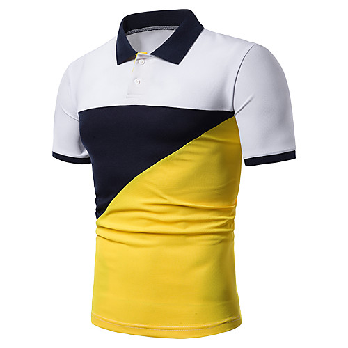 

Men's Golf Shirt Tennis Shirt non-printing Color Block Short Sleeve Casual Tops Cotton Casual White Red Navy Blue / Summer