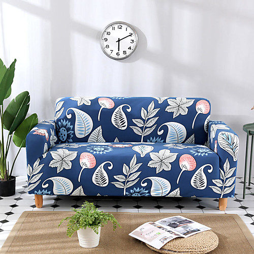 

Blue Floral Print Dustproof All-powerful Slipcovers Stretch Sofa Cover Super Soft Fabric Couch Cover with One Free Boster Case(Chair/Love Seat/3 Seats/4 Seats)