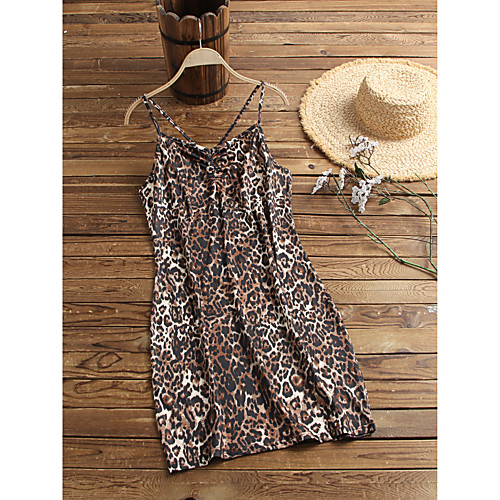 

Women's Leopard Graphic Prints Snake Print Backless Criss Cross Print V Neck Basic Tops Dark Gray Black Light Brown